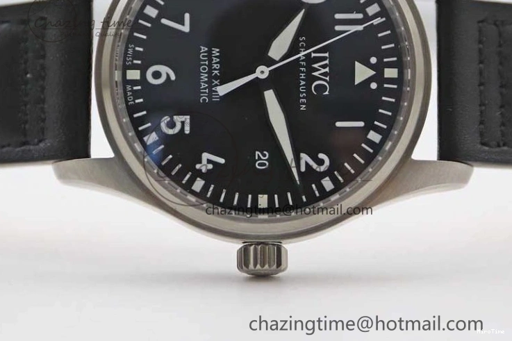 MIROTIME 0506 Vibrant Mark XVIII IW327001 SS M+F 1:1 Best Edition Black Dial on Black Leather Strap A 7055